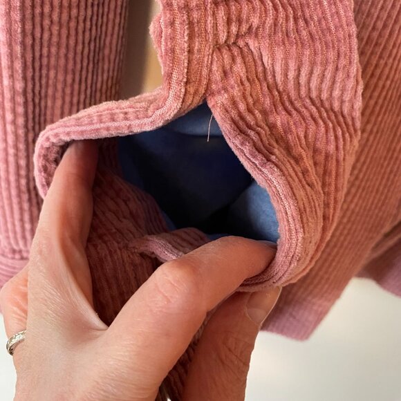 LL Bean Womens LARGE Shirt Jacket Dusty Rose Pink Corduroy Wide Wale Shacket - Picture 7 of 12